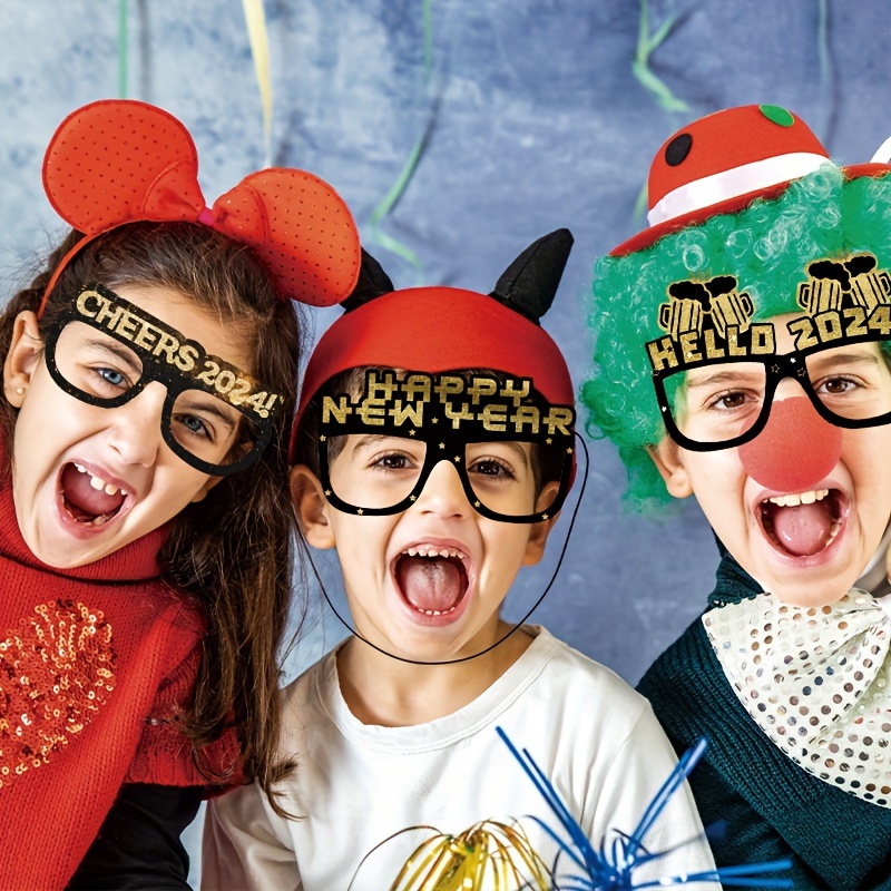 Acheter Lunettes de décoration de fête du nouvel an 2024, accessoires  Photo, cadres à thème noir et or, montures de lunettes de bonne année
