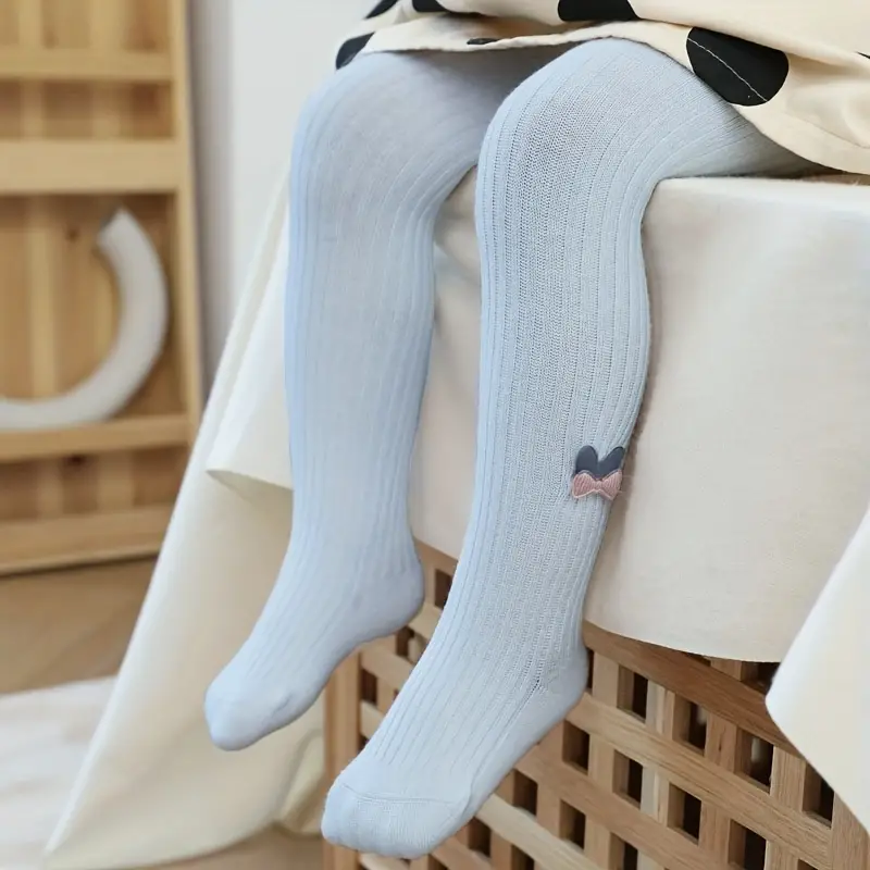Par de medias en color claro con diseño de lazo, calcetines de algodón con  estilo para verano, calcetines/mallas para niños