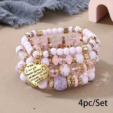 Zircobic Set Di 3 Bracciali Regolabili In Acciaio Inox - Ciondoli A Cuore E Puzzle Incisi, Gioielli Per Amiche E Famiglia
