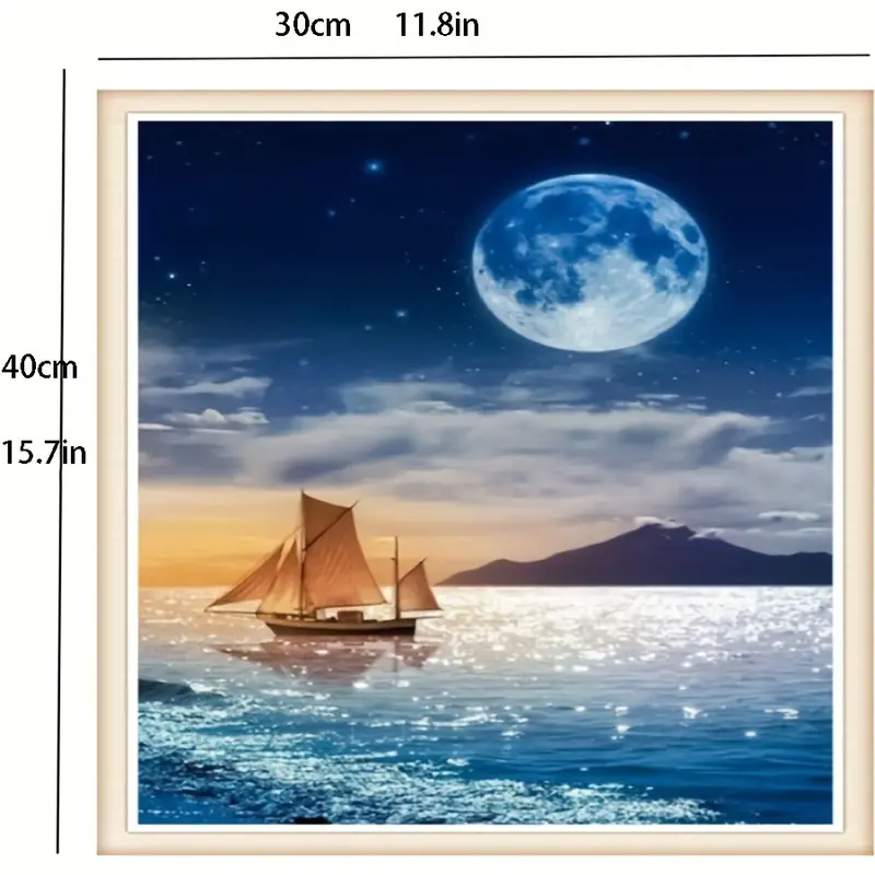 Diy 5d Diamond Painting Kit, Ship On The Sea And Moon Painting Wall Art  Decor, Embroidery Kit Home Room Decor, Handmade Family Gift, Living Room  Kitchen Bedroom Decorative Painting, No Frame 