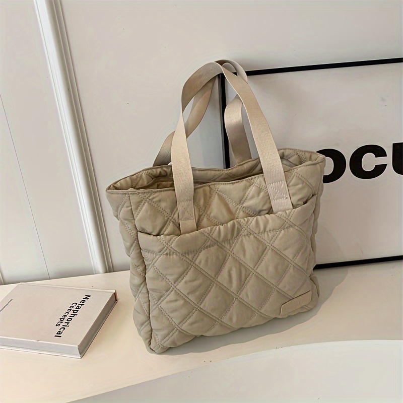 Trendy Padded Tote Bag For Women Soft Puffer Quilted - Temu