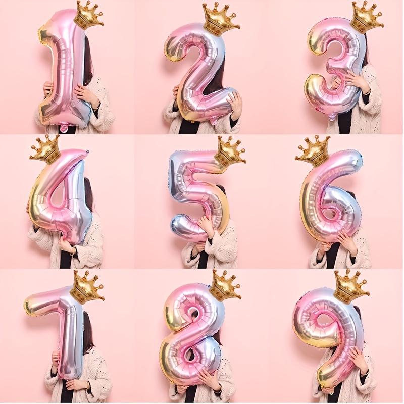Ballons En Latex Or Rose À Feuille Numérotée, Décoration De Fête De Joyeux  Anniversaire, Premier Anniversaire Pour Bébé Fille De 1, 2, 3, 4, 5, 6, 7,  8, 9 Ans - Ballons Et Accessoires - AliExpress