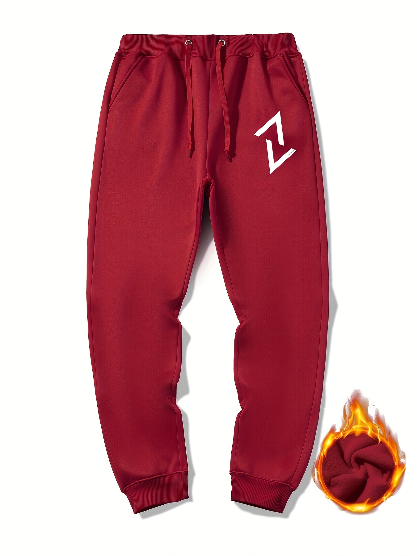 Men's Geometry Print Fleece Sweatpants Drawstring Jogger Pants