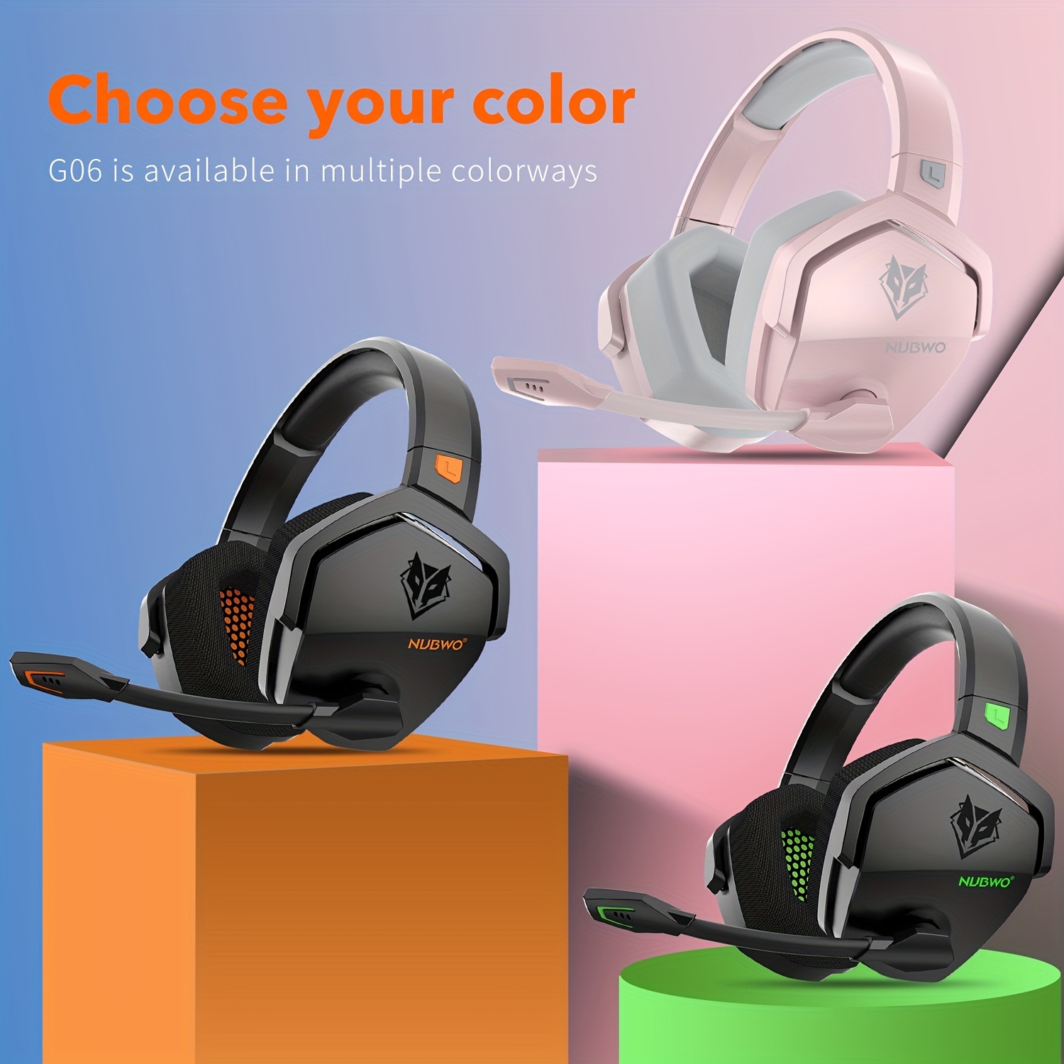 * G06 Upgraded Version Dual Mode Wireless Gaming Headset for PS5, PS4, PC,  Noise Cancelling Over Ear Gaming Headphones with Mic, 2.4GHz, Wired Mod
