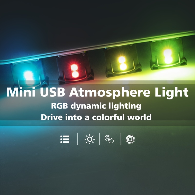 AOZITA Mini USB LED RGB Light Brightness Adjustable 8 Color Changeable for  Car, Laptop, Keyboard. Atmosphere Smart Night Lamp for Home Decoration (DC