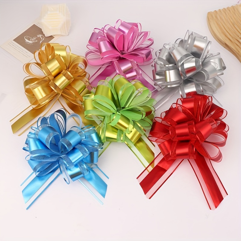 Christmas Gift Wrap Ribbon Pull Bows, Easy and Fast Gift Wrapping Accessory  - for Christmas Gifts, Bows, Baskets, Wine Bottles Decoration