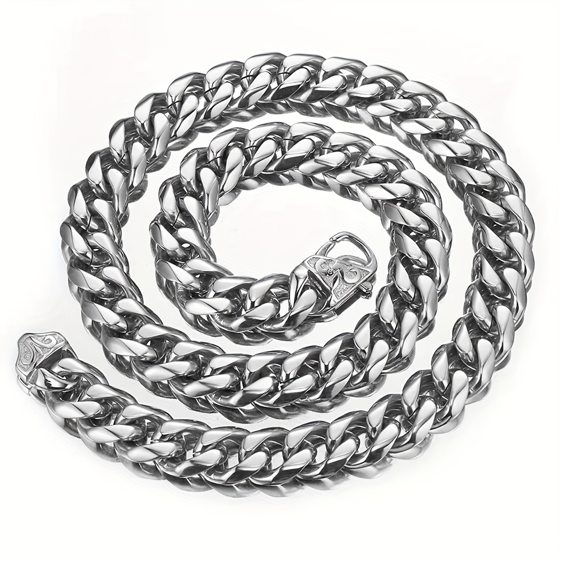 Stainless Steel Black Cuban Link Chain Necklace For Men And - Temu