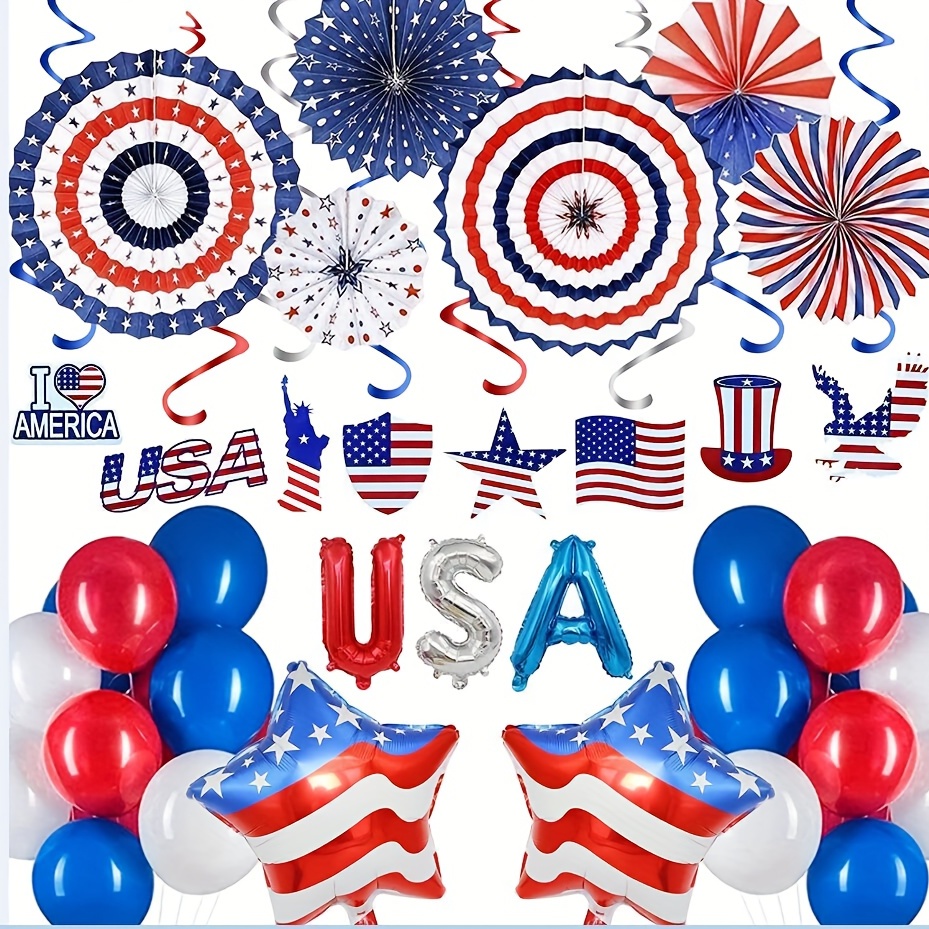 35pcs 32pcs Patriotic Decorations American Flag Party Decorations ...