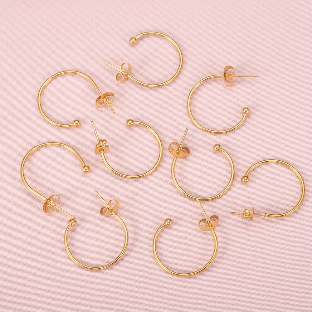 Stainless Steel Golden C Shaped Earrings, Glossy Welding Needle Earrings  Hook Twisted Earrings Hoops For Diy Earrings Jewelry Accessories - Temu  Mexico