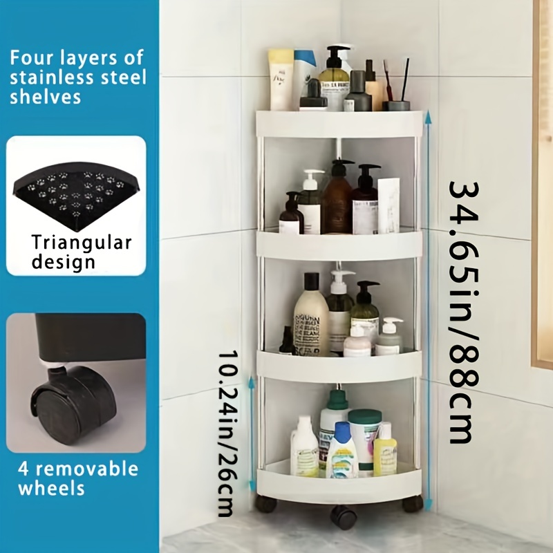 White Stainless Steel Bathroom Corner Shelf, For Home