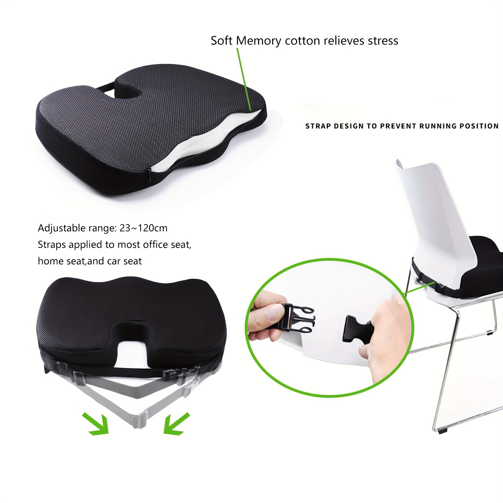 Memory Foam Seat Cushion - Helps with Sciatica Back Pain - Perfect for Your Office Chair and Sitting on The Floor Gives Relief from Tailbone Pain