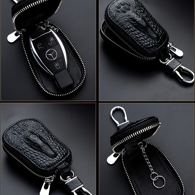 1pc mens top layer cowhide car key bag crocodile pattern key bag valentines day and birthdays gift for men 7