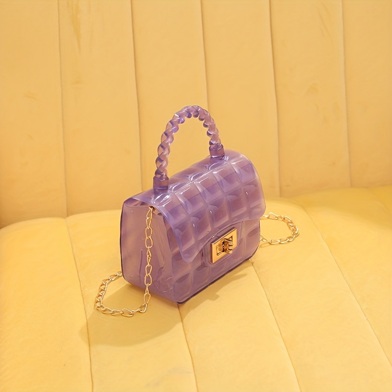 Gingham Embossed Shoulder Bag Metal Chain Crossbody Bag