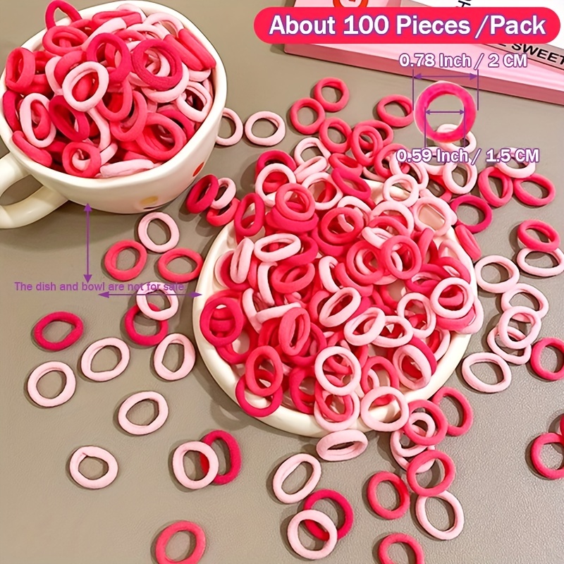 1 Pacco 100 Anelli Capelli Elastici Piccoli Rosa Carini - Temu Italy