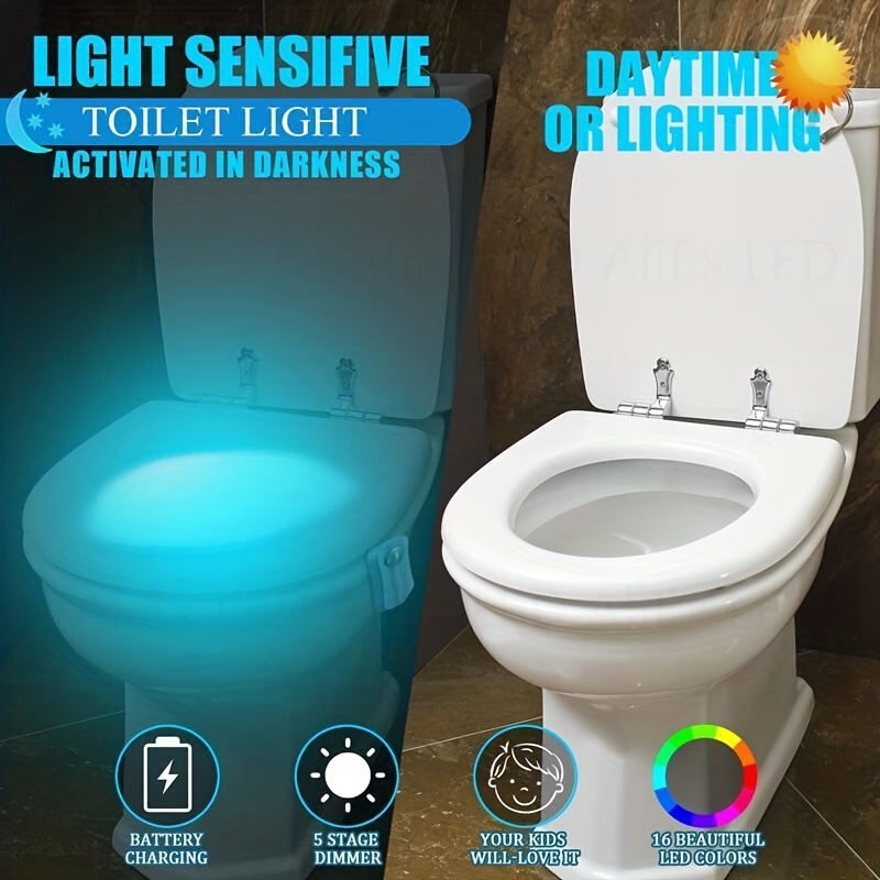Bowl Bathroom Toilet Night LED 8 Color Lamp Sensor Lights Motion Activated  Light