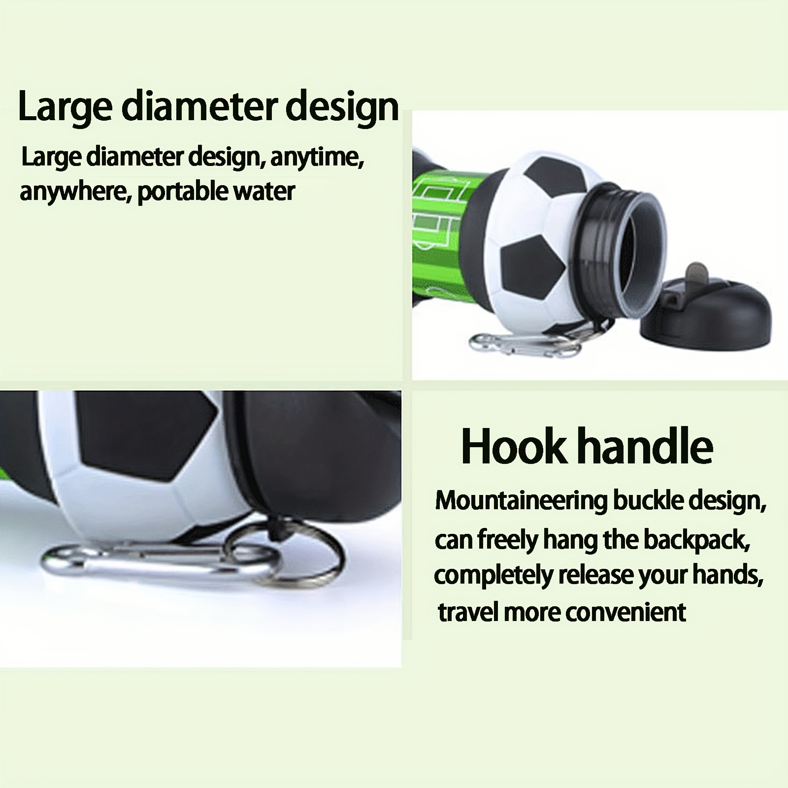 Lightweight Sports Water Bottle With Hook For Backpack, Convenient And  Portable