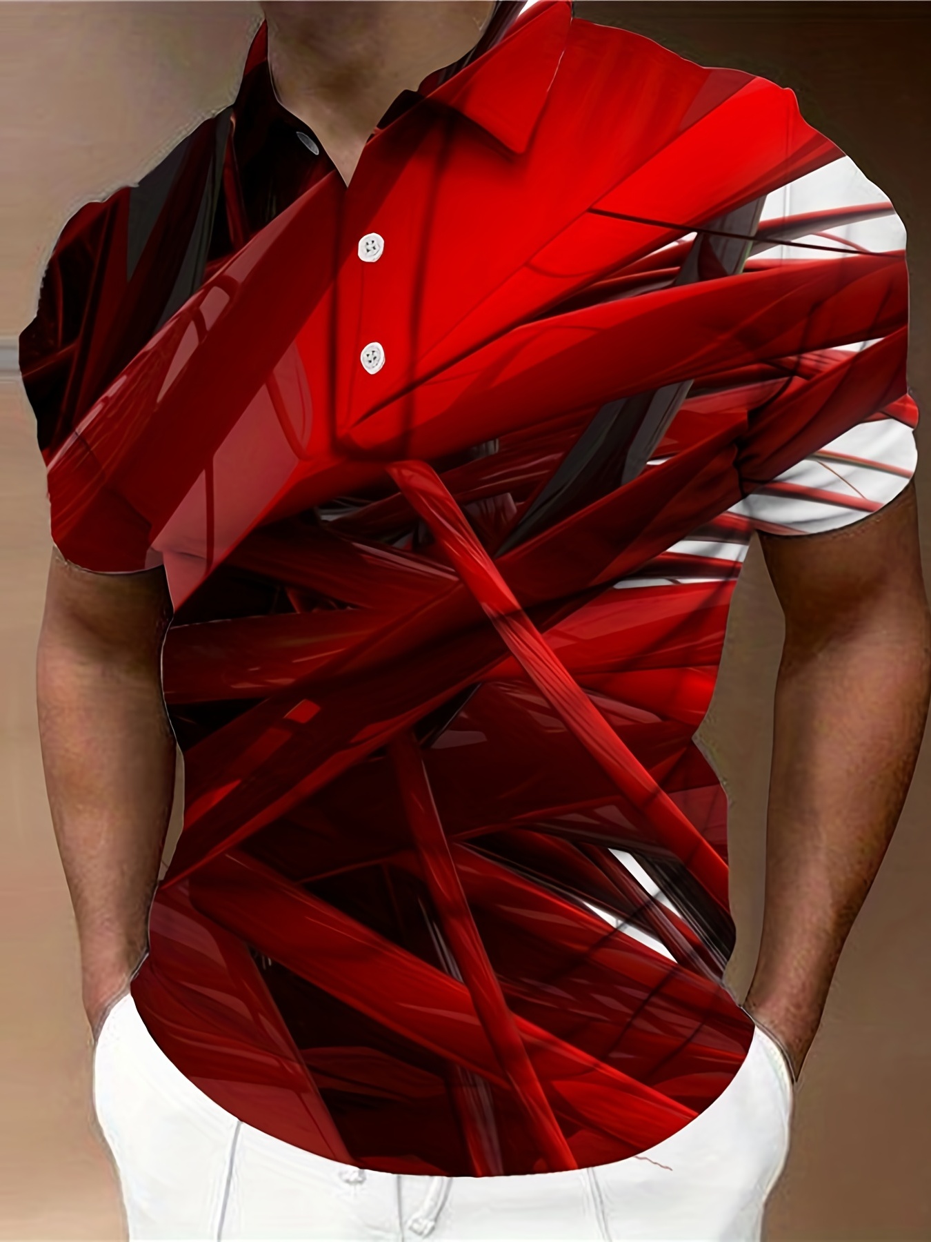 trendy 3d print mens lightweight short sleeve shirt for summer outdoor red 0