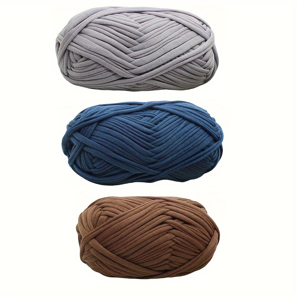 3pcs T-shirt Yarn, Cotton 35.00%, Polyester Fiber (polyester) 65.00% Thread  Thick Cloth Yarn Soft For Hand DIY Bag Blanket Cushion Crocheting And Knit