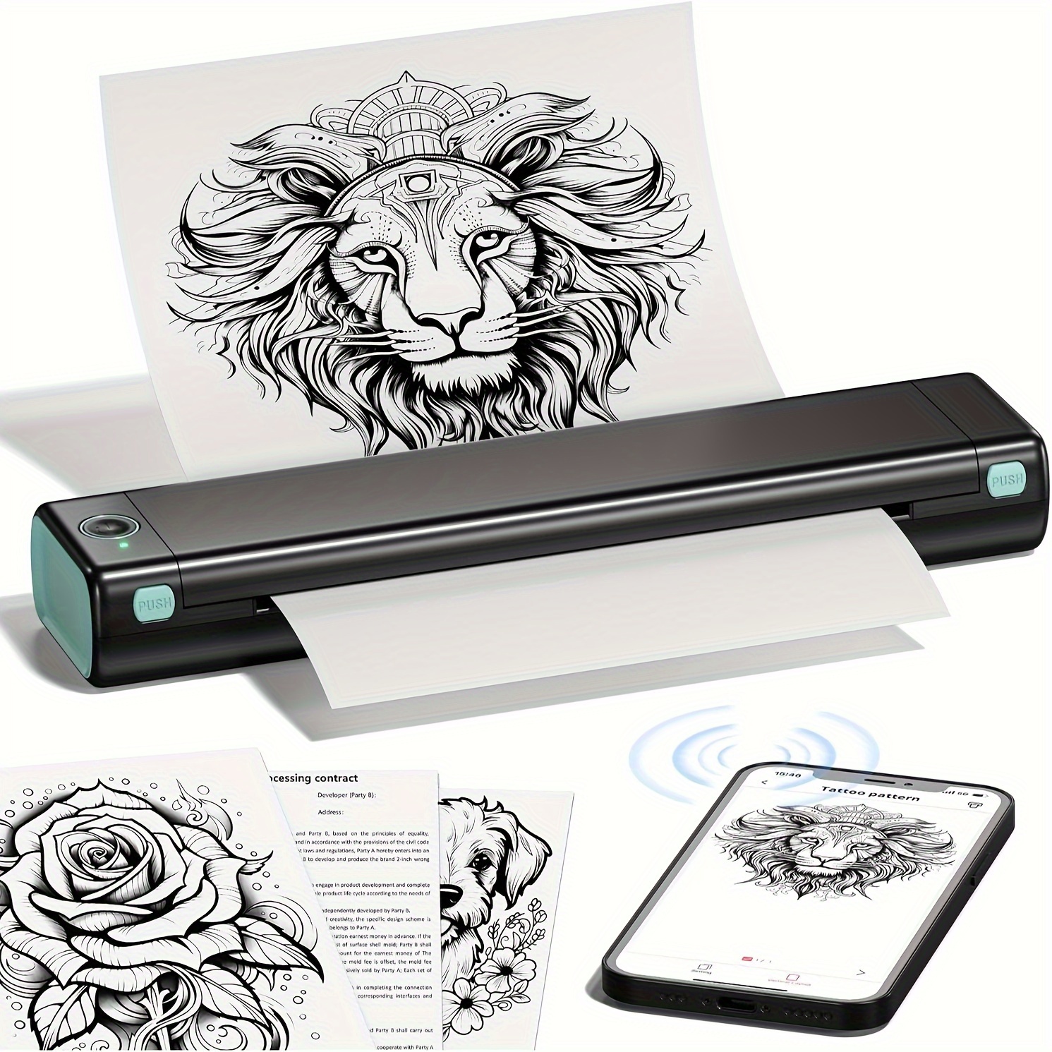 Mini A4 Printer Portable Thermal Mobile Printer Tattoo - Temu