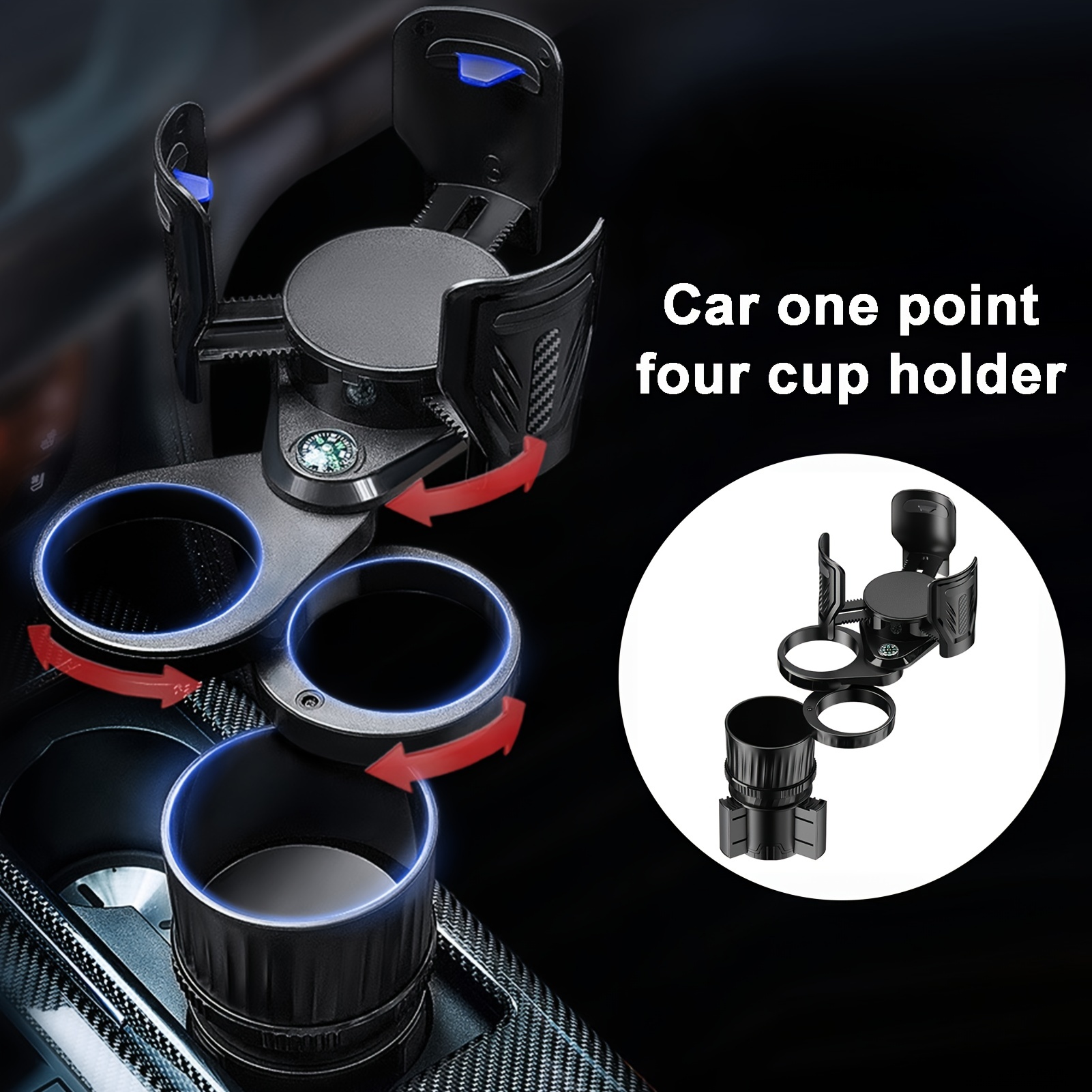 Auto-Multifunktions-Getränkehalter 4 in 1 Einstellbarer Auto-Becherhalter-Expander-Adapter  360 Grad Drehbare Auto-Cup-Halterung