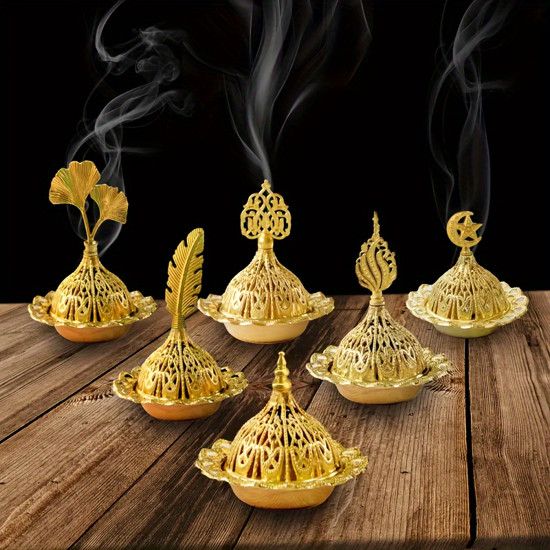 

1pcs Arabic Incense - Alloy Metal, Electrogold Iron Art, , Decorative Incense For - Christmas, Halloween, Easter, Hanukkah,