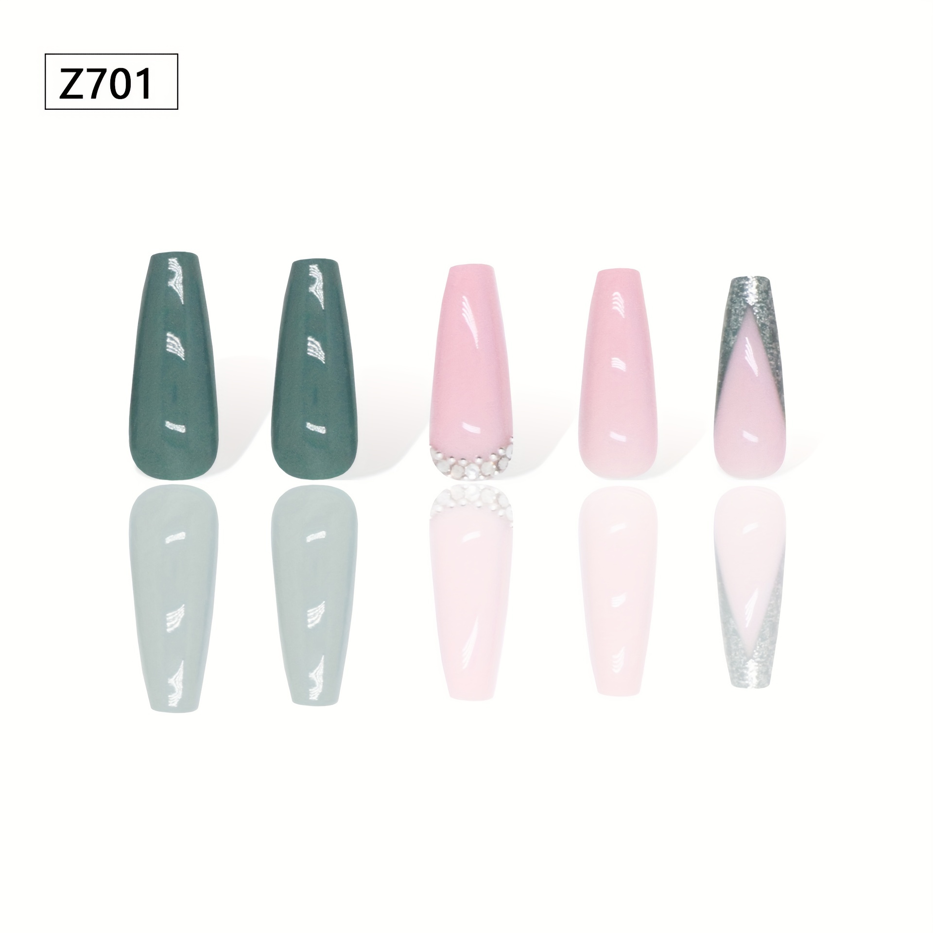 Glitter French Tip Nails Mint Green Ombre Press Nails - Temu Canada