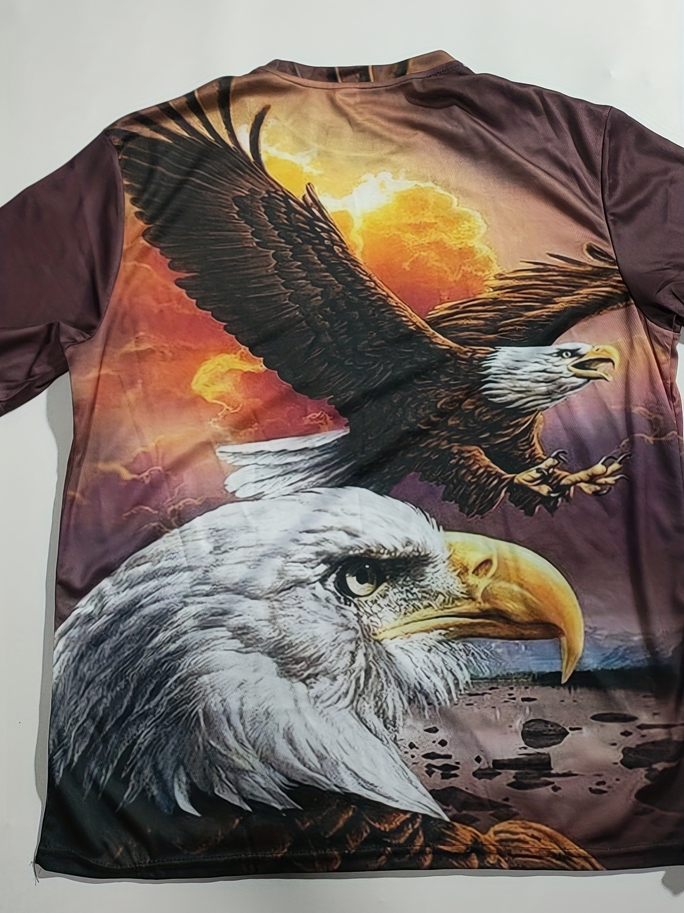 Animal Print Vintage Bald Eagle Tee Shirt Size XL