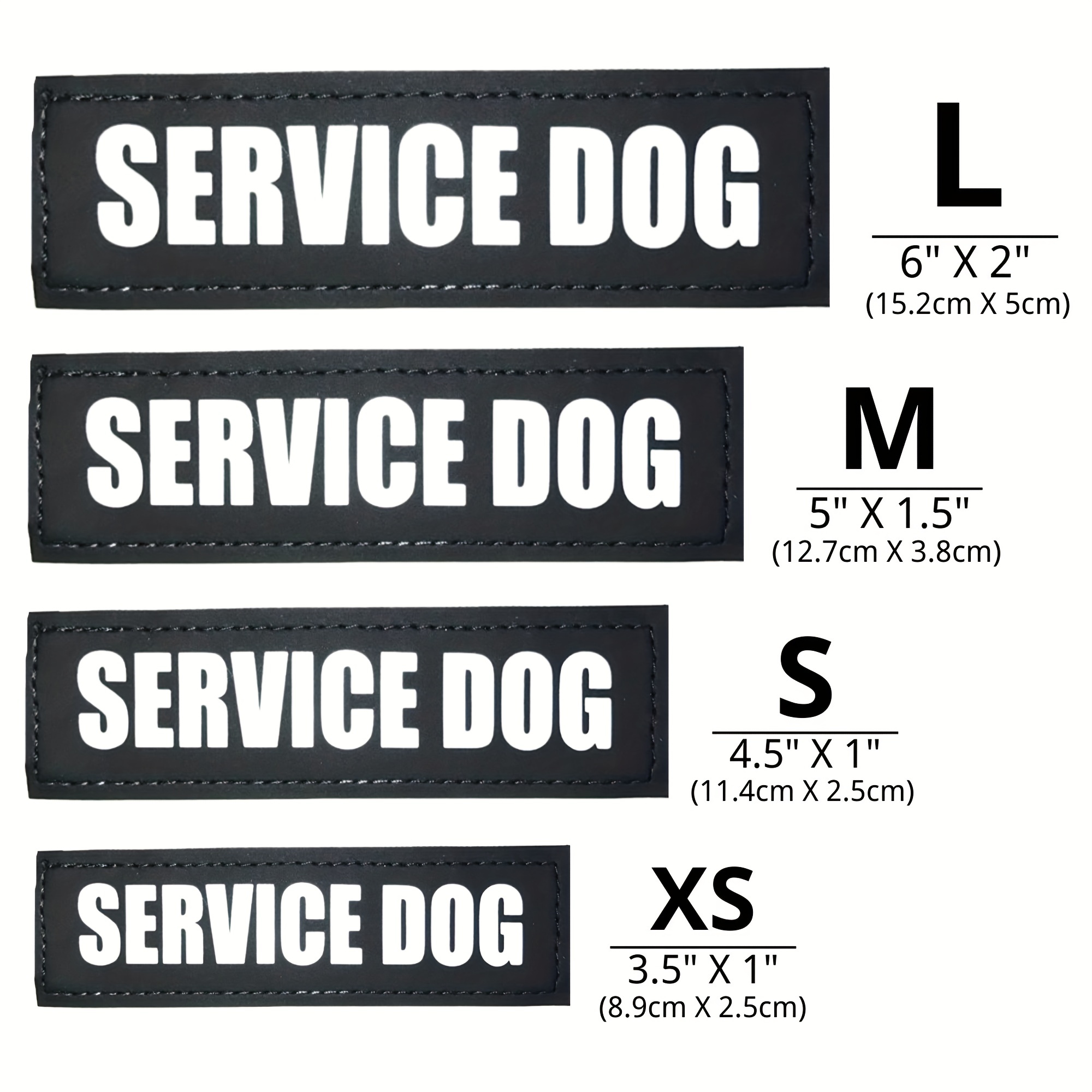 Leashboss Service Dog Patches for Vest - Embroidered 2 Pack - Hook and Loop Both Sides (Service Dog, 1.5 x 4 inch)