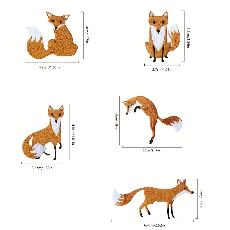 Cute Warm Red Fox Curling Pattern Embroidery Stickers, Water