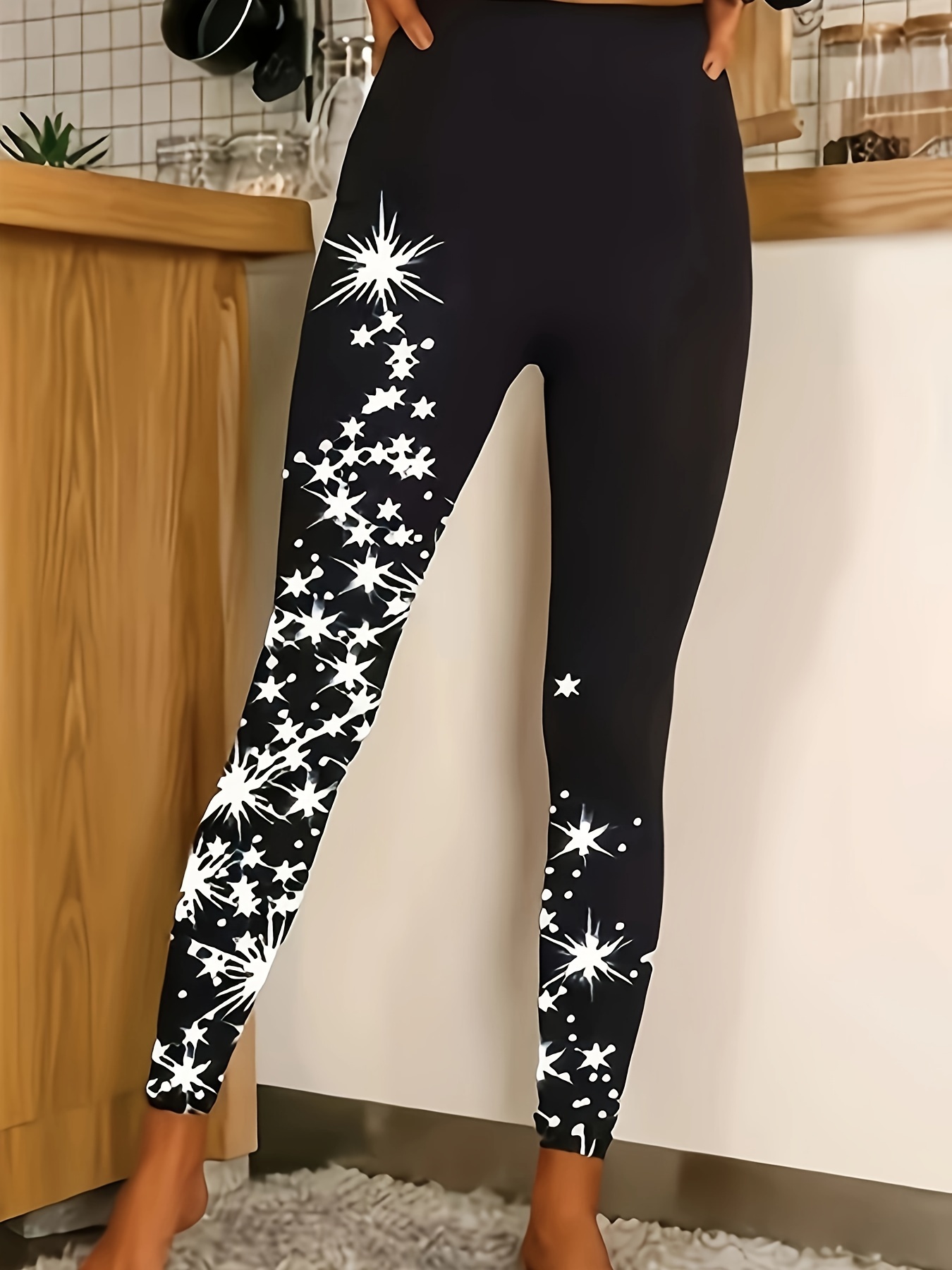 Gaecuw Stars and Stripes Leggings for Women Fashion Stretch