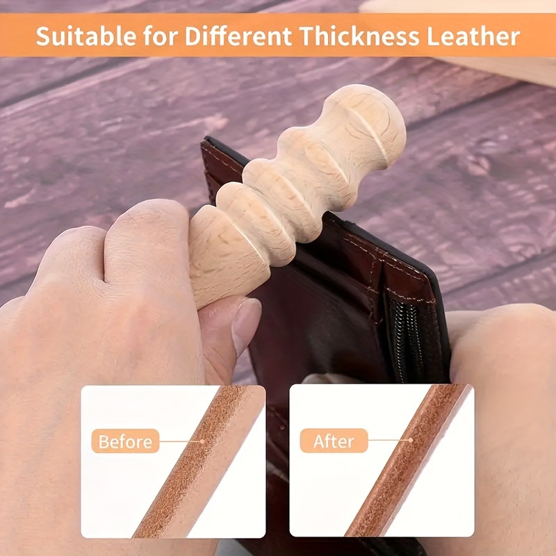 3pcs Solid Wood Leather Craft Edge Slicker Burnishing Burnisher Multi-Size  Set For Polished Edge Leathercraft Working Tool