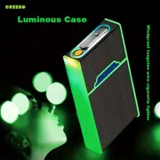luminous cigarette case with usb lighter portable cigarette box with lighter for 20pcs thin cigarettes gift for christmas holiday details 0