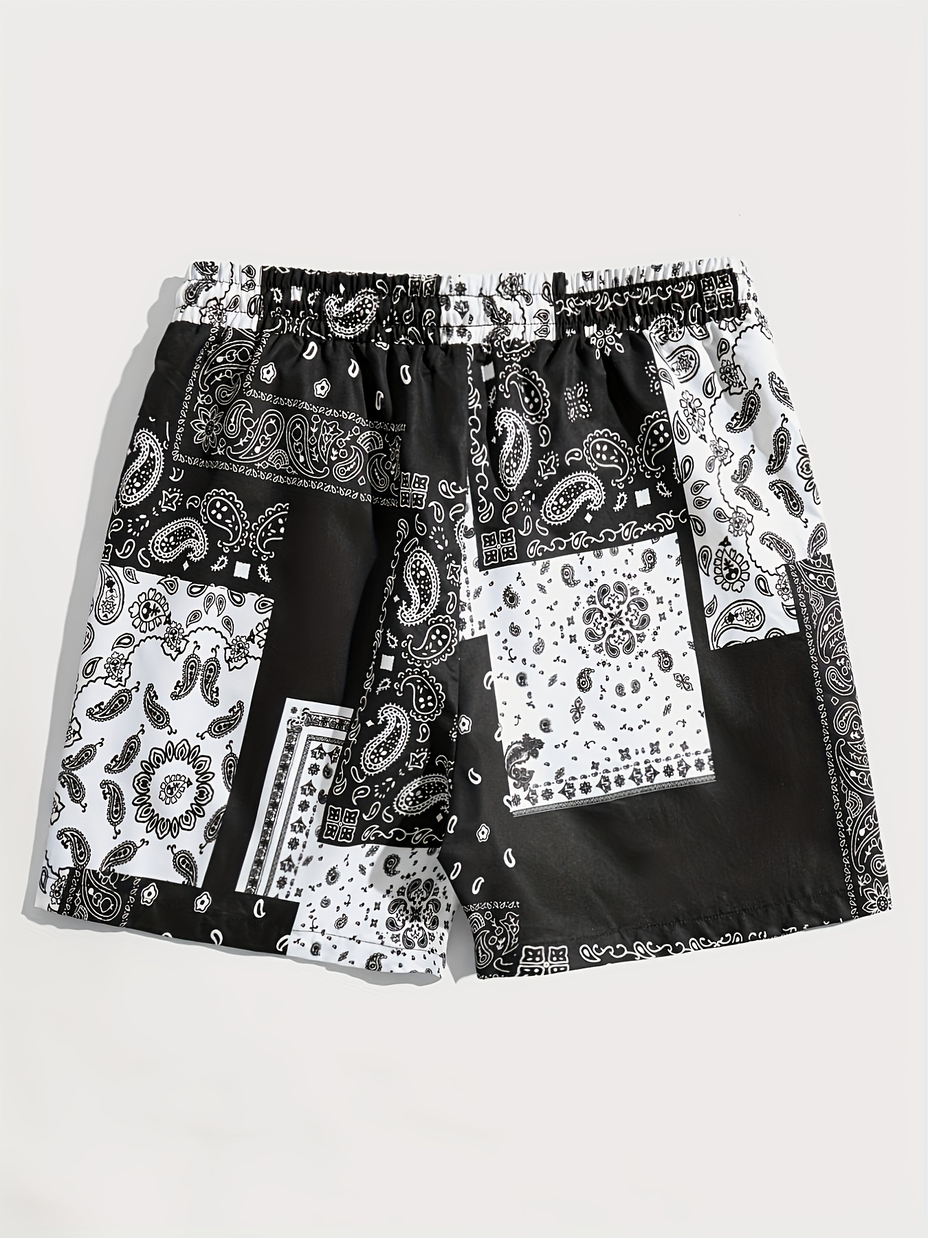 Men's Loose Beach Shorts Activewear, Drawstring Quick Dry Paisley