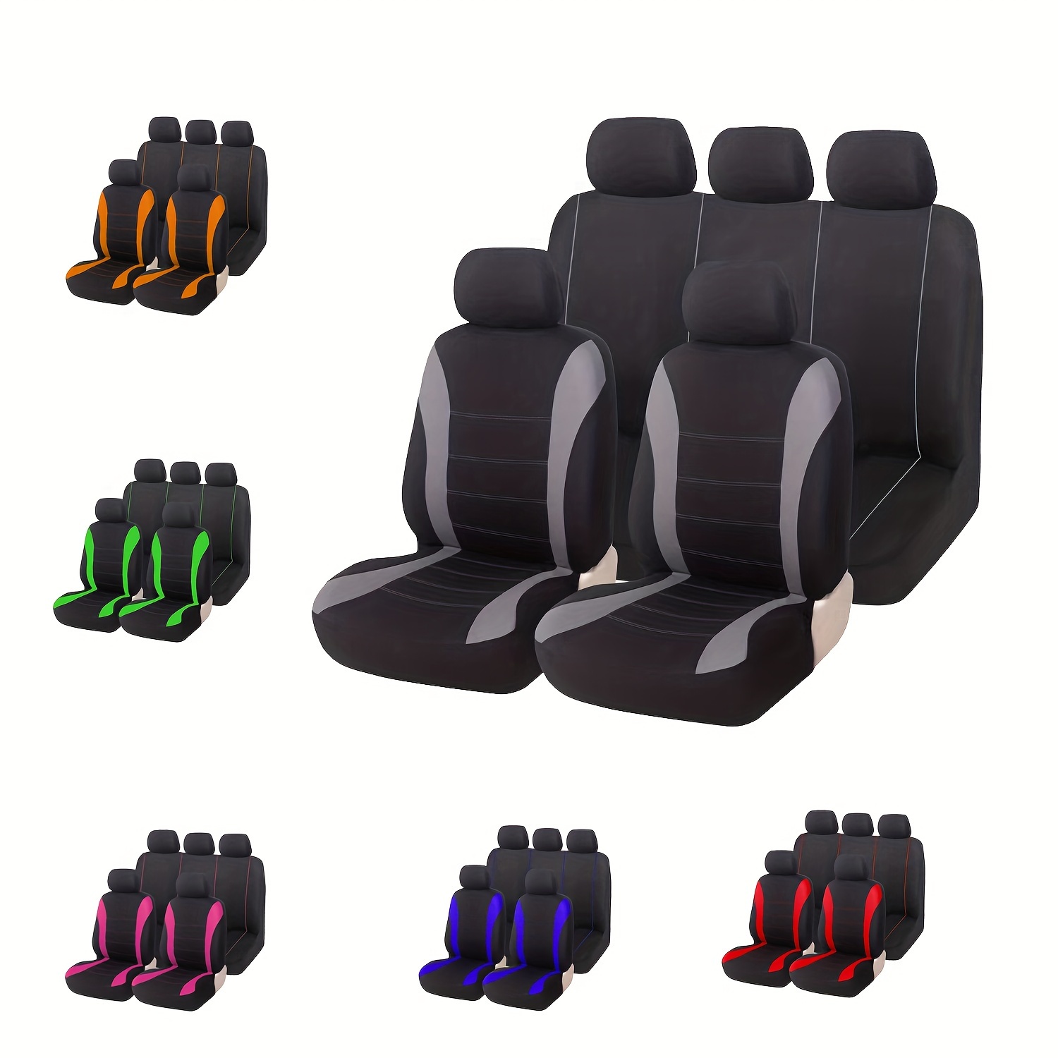 

Car Universal Seat Cover 2mm Sponge 5 Seats Universal Multi-color Thread Sewing Model 9pcs/set