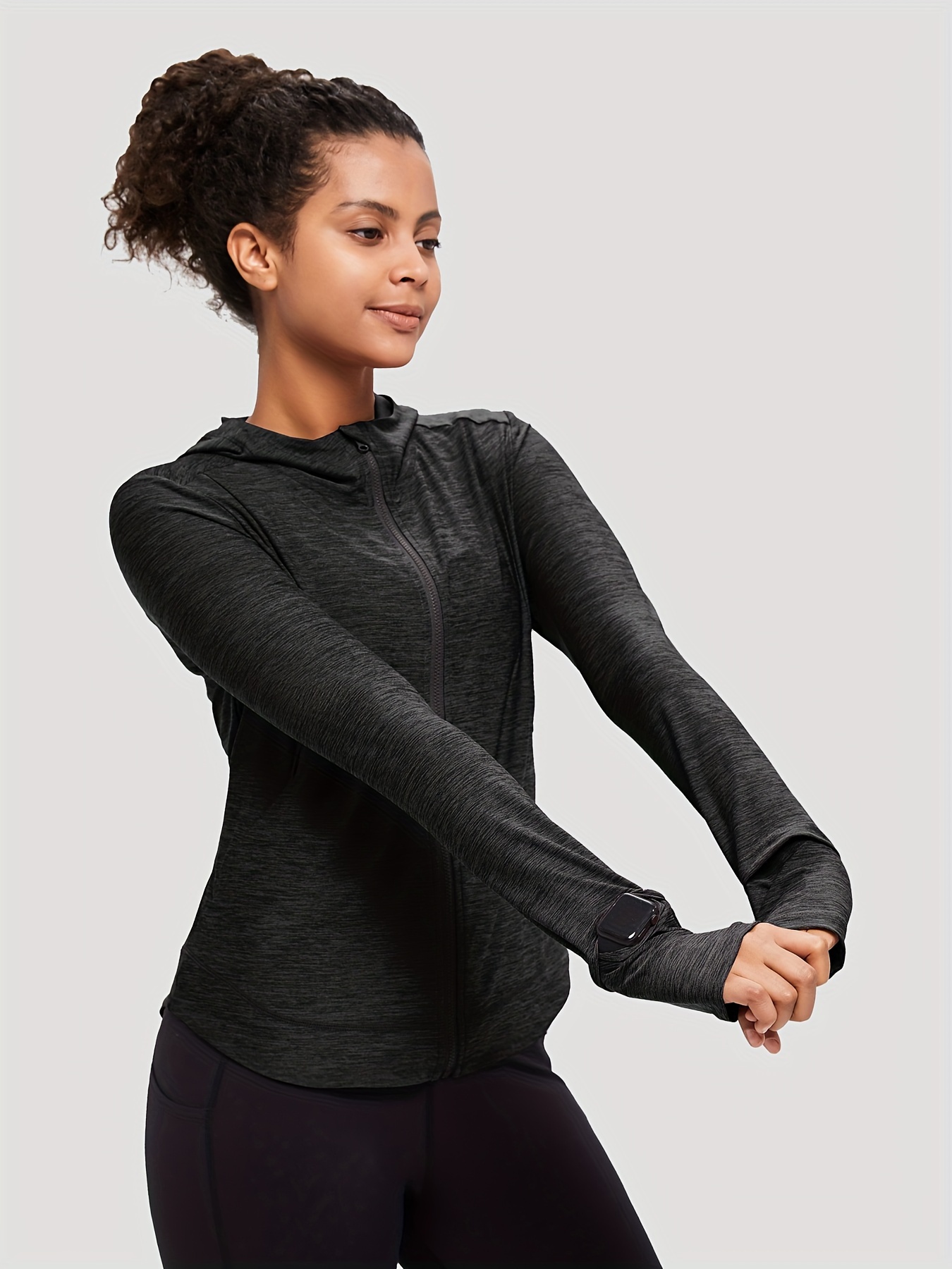 Yoga dress women yoga long sleeve sports sweater hooded waist