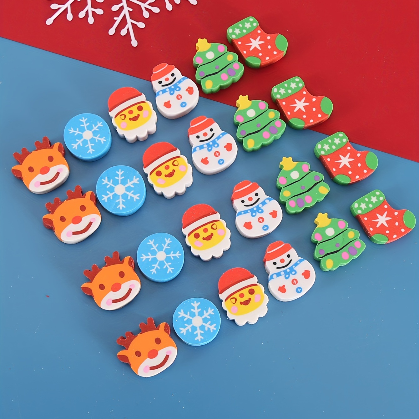Christmas Erasers Set, Including Christmas Tree, Santa Claus, Snowman And Snowflake  Erasers, Novelty Gift For Desk Decor, Party Favors And Home Use, 40  Pcs/pack