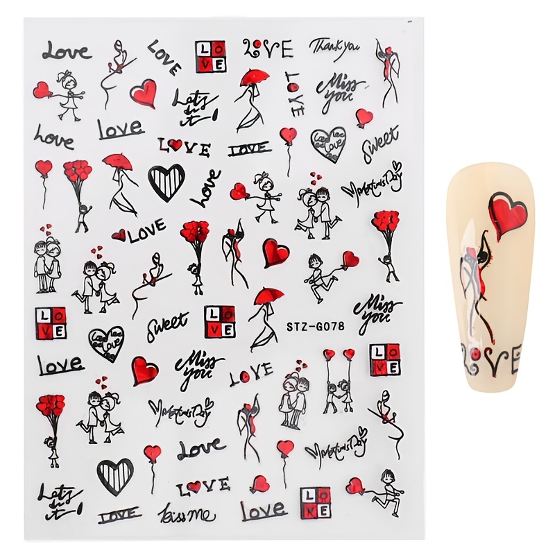 Valentine's Leopard Heart Love Nail Art 