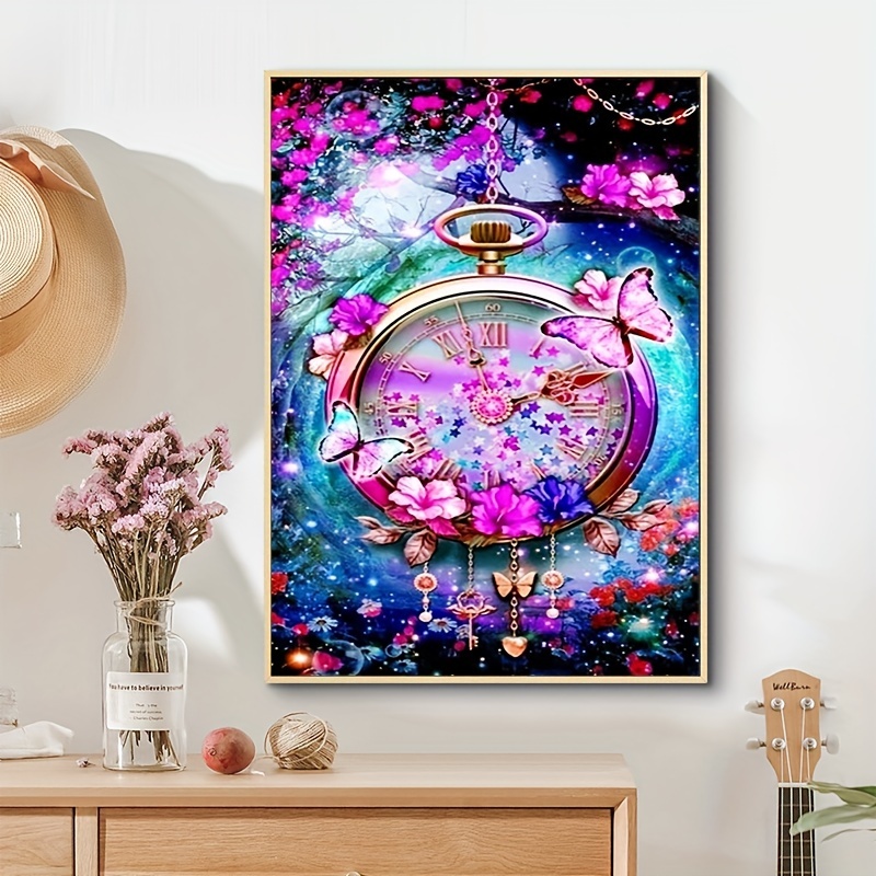 Diy 5d Artificial Diamond Painting By Number Kit Diamond Art Vintage Flower  Clock Special Shape Rhinestone Diamond Painting For Adults Beginners  Colorful Animal Flower Home Wall Decor - Temu