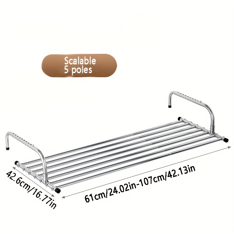 Stainless Steel Cloth Drying Stand For Balcony, 6, Model Name