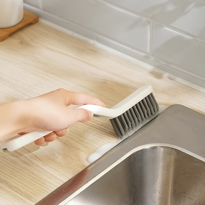 1 cepillo limpiador de lechada multifuncional para juntas profundas de  azulejos, cerdas rígidas en ángulo para duchas, costuras de suelo, bañeras  y co