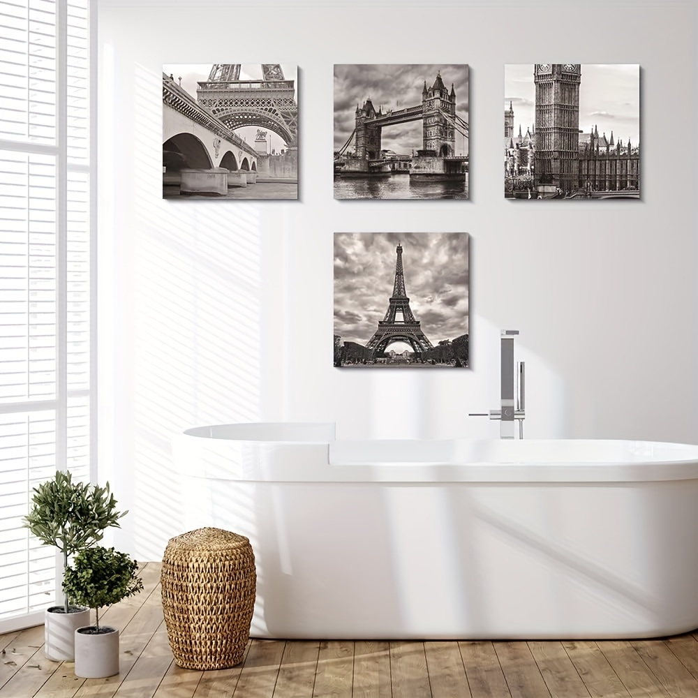 4pcs/set Stampa Tela Foto In Bianco E Nero, Quadri Tela Parete, Dipinti  Tela Parete, Decorazioni Parete Soggiorno, Camera Letto, Bagno, Ufficio,  Corridoio, Senza Cornici, Risparmia Denaro Temu