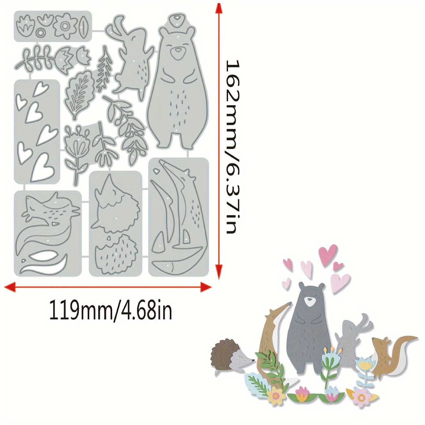  TEHAUX 4pcs papercraft die Cut Stencils Album die cuts Animal  Cutting die Wedding Dies Embossing Dies Making Dies Household Tools Metal  Template molds Manual The Album Carbon Steel : Arts