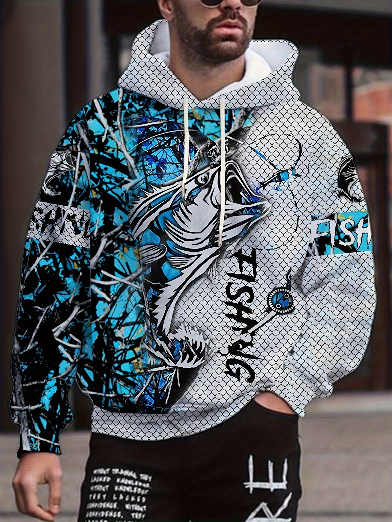 Plus Size Men's 3d Fish Field Print Hoodies Fashion Casual - Temu