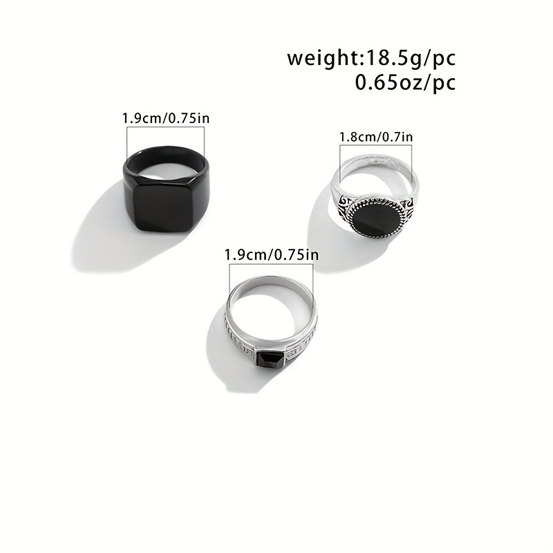 Men's Gemstone Ring Set Vintage Stackable Ring