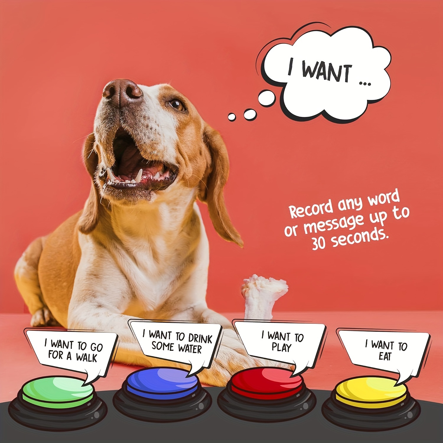 Pulsanti per cani RIBOSY per la comunicazione con 50 adesivi fai da te,  pulsante di registrazione vocale 7 in 1, pulsanti parlanti per  l'addestramento del cane - AliExpress