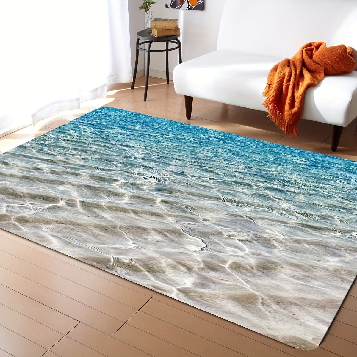 Blue Teal Coral Pattern Area Rug, Ocean Beach Theme Carpet, Non-slip  Floormat, Suitable For Bedroom Kitchen Indoor Floor Decor - Temu