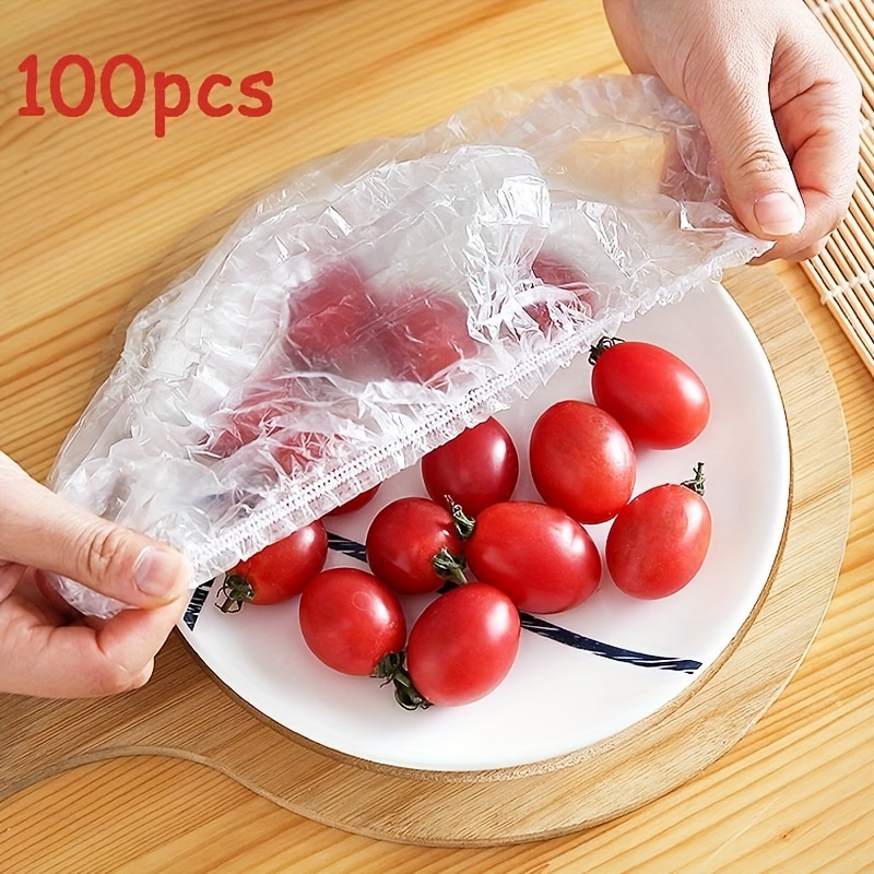 

100pcs, Disposable Food Preservation Film Cover, Thickened Kitchen Preservation Film, Home Refrigerator Refrigerated Food Preservation Cover, Elastic Stretchable Cover Cover