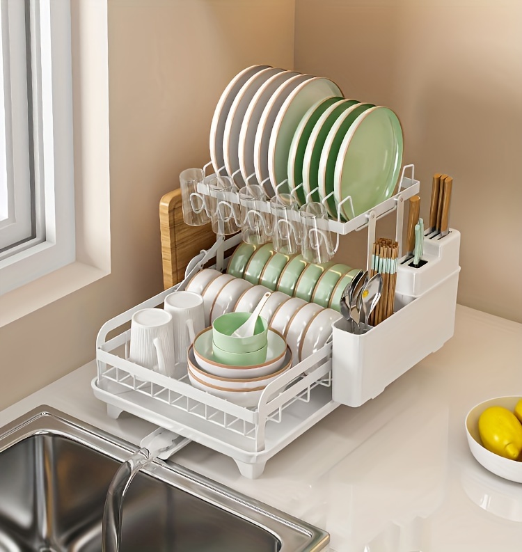 Over The Sink Dish Drying Rack Adjustable 2 Tier Stainless Steel Dish Rack  Drainer, Large Dish Rack Over Sink, For Kitchen Counter Organization