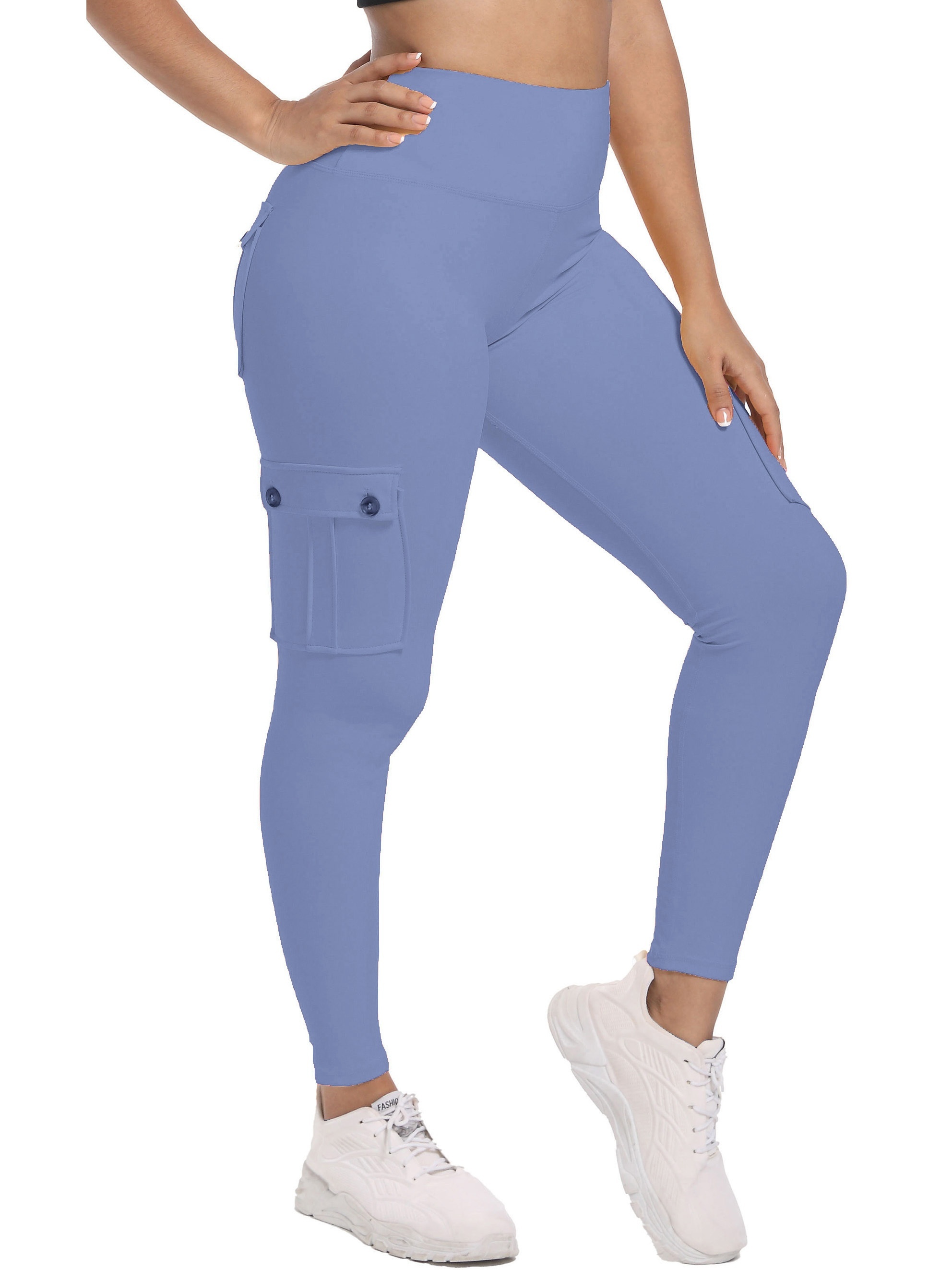 Womens Cargo Yoga Leggings With 4 Pockets Tummy Control Workout