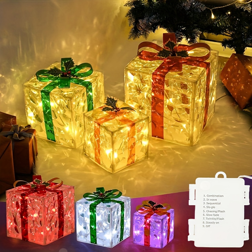 Scatole regalo di Natale LED, scatola regalo illuminata, accessori per  feste, decorazione da tavolo, Natale sotto l'albero, decorazione per albero  di